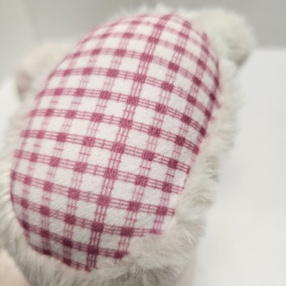 Gitzy Plush Gingham Stuffed Animal Cream Bunny Rabbit with Bow Toy Decor - Picture 7 of 14